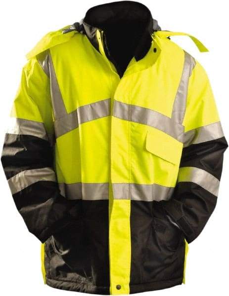 OccuNomix - Size L Cold Weather Parka - High Visbility Yellow, Polyester, Zipper Closure - Caliber Tooling