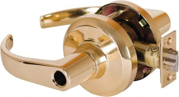 Stanley - Grade 1 Entrance Lever Lockset - 2-3/4" Back Set, Key In Lever Cylinder, Brass Alloy, Bright Brass Finish - Caliber Tooling