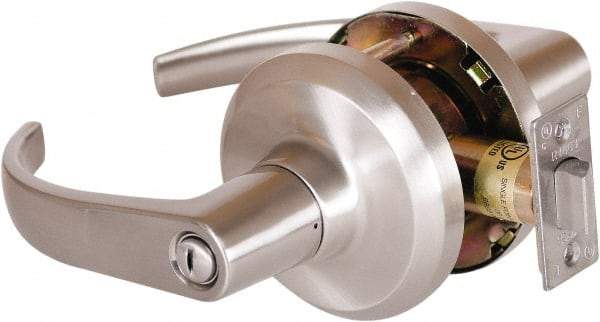 Stanley - Grade 1 Privacy Lever Lockset - 2-3/4" Back Set, Keyless Cylinder, Brass Alloy, Satin Nickel Finish - Caliber Tooling