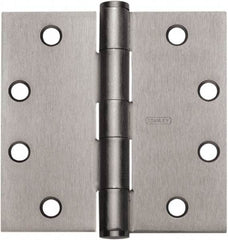 Stanley - 4-1/2" Long x 4-1/2" Wide Carbon Alloy Steel Full Mortise Hinge - Prime Coat Gray Finish, 5 Knuckles, 8 Holes - Caliber Tooling