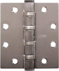 Stanley - 4-1/2" Long x 4" Wide 304 Stainless Steel Full Mortise Hinge - Satin Stainless Steel Finish, 5 Knuckles, 8 Holes - Caliber Tooling