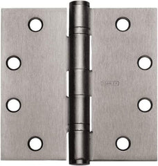 Stanley - 5" Long x 5" Wide Carbon Alloy Steel Full Mortise Hinge - Satin Chrome Plated Finish, 5 Knuckles, 8 Holes - Caliber Tooling