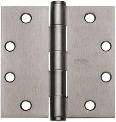 Stanley - 4-1/2" Long x 4" Wide Carbon Alloy Steel Full Mortise Hinge - Bright Brass Plated Finish, 5 Knuckles, 8 Holes - Caliber Tooling