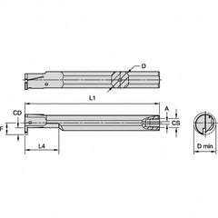 Kennametal - 20mm Min Bore Diam, 150mm OAL, 5/8" Shank Diam, A-EVE Indexable Boring Bar - 1-1/4" Max Bore Depth, EG0160M1FP02 Insert - Caliber Tooling