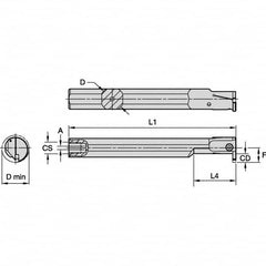 Kennametal - 20mm Min Bore Diam, 150mm OAL, 5/8" Shank Diam, A-EVE Indexable Boring Bar - 1-1/4" Max Bore Depth, EG0160M1FP02 Insert - Caliber Tooling