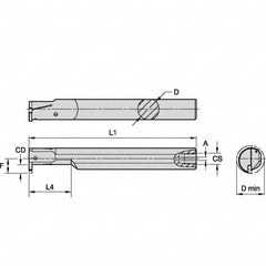 Kennametal - 20mm Min Bore Diam, 150mm OAL, 16mm Shank Diam, A-EVE Indexable Boring Bar - 32mm Max Bore Depth, EG0200M02P02 Insert - Caliber Tooling