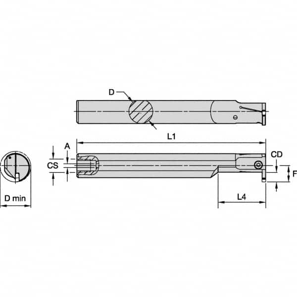 Kennametal - 20mm Min Bore Diam, 150mm OAL, 16mm Shank Diam, A-EVE Indexable Boring Bar - 32mm Max Bore Depth, EG0160M1FP02 Insert - Caliber Tooling