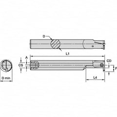 Kennametal - 20mm Min Bore Diam, 150mm OAL, 16mm Shank Diam, A-EVE Indexable Boring Bar - 32mm Max Bore Depth, EG0160M1FP02 Insert - Caliber Tooling