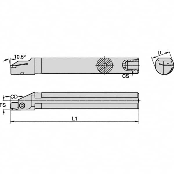 Kennametal - 33mm Min Bore Diam, 250mm OAL, 32mm Shank Diam, A-EVS-A Indexable Boring Bar - 12mm Max Bore Depth, EG0300M03P02 Insert - Caliber Tooling