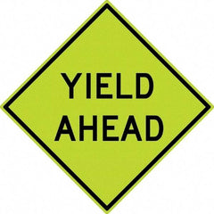 NMC - "Yield Ahead", 30" Wide x 30" High, Aluminum Stop & Yield Signs - 0.08" Thick, Black on Yellow, Diamond Grade Reflectivity, Diamond, Post Mount - Caliber Tooling