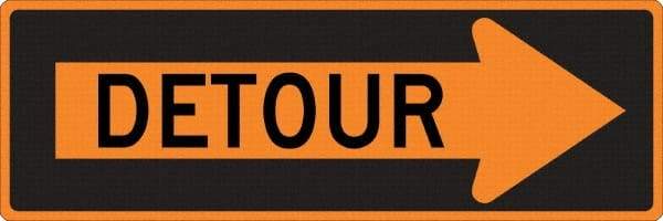 NMC - "Right Detour Inside", 30" Wide x 30" High, Aluminum Traffic Control Signs - 0.08" Thick, Black on Orange, High Intensity Reflectivity, Diamond, Post Mount - Caliber Tooling