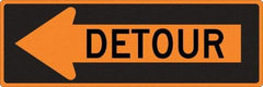 NMC - "Left Detour Inside", 30" Wide x 30" High, Aluminum Traffic Control Signs - 0.08" Thick, Black on Orange, High Intensity Reflectivity, Diamond, Post Mount - Caliber Tooling