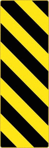 NMC - "Chevron", 12" Wide x 36" High, Aluminum Warning & Safety Reminder Signs - 0.08" Thick, Black on Yellow, High Intensity Reflectivity, Rectangle, Post Mount - Caliber Tooling