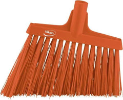 Vikan - 11-3/4" Wide, Orange Polyester Bristles, Angled Broom - Water Resistant - Caliber Tooling