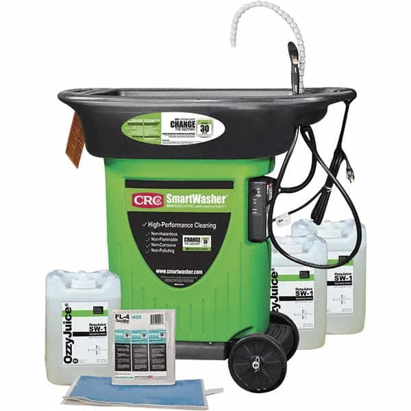 CRC - Free Standing Water-Based Parts Washer - 15 Gal Max Operating Capacity, HDPE Tank, 42" High x 43" Long x 27" Wide, 110 Input Volts - Caliber Tooling