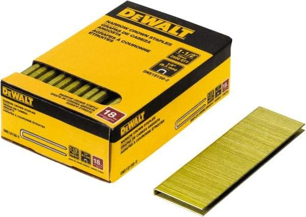 DeWALT - 1-1/2" Long x 1/4" Wide, 18 Gauge Crowned Construction Staple - Steel, Copper Finish, Chisel Point - Caliber Tooling