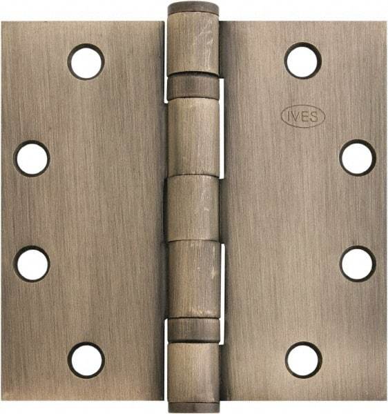 IVES - 4-1/2" Long x 4-1/2" Wide x 1.34" Thick, Stainless Steel Full Mortise Ball Bearing Hinge - Satin Chrome Finish, 5 Knuckles, 8 Holes - Caliber Tooling