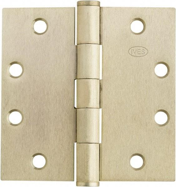 IVES - 4-1/2" Long x 4-1/2" Wide x 1.34" Thick, Stainless Steel Full Mortise Ball Bearing Hinge - Satin Chrome Finish, 5 Knuckles, 8 Holes - Caliber Tooling