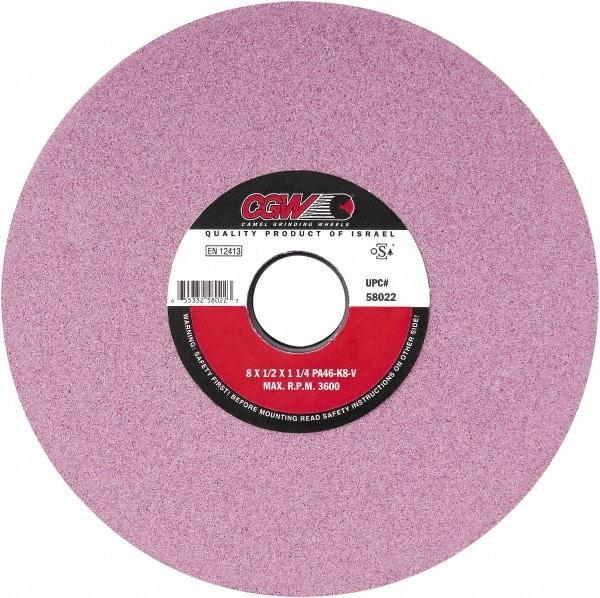 Camel Grinding Wheels - 12" Diam x 3" Hole x 1" Thick, H Hardness, 46 Grit Surface Grinding Wheel - Aluminum Oxide, Type 1, Medium Grade, Vitrified Bond, No Recess - Caliber Tooling