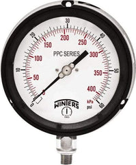 Winters - 4-1/2" Dial, 1/4 Thread, 0-60 Scale Range, Pressure Gauge - Bottom Connection Mount, Accurate to ±0.5% of Scale - Caliber Tooling