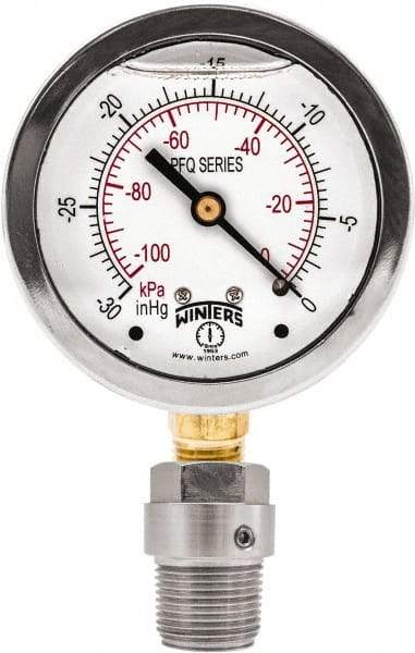 Winters - 2-1/2" Dial, 1/4 Thread, 0-600 Scale Range, Pressure Gauge - Bottom Connection Mount, Accurate to 1.5% of Scale - Caliber Tooling