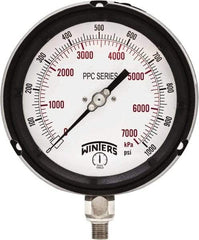 Winters - 4-1/2" Dial, 1/4 Thread, 0-1,000 Scale Range, Pressure Gauge - Bottom Connection Mount, Accurate to ±0.5% of Scale - Caliber Tooling