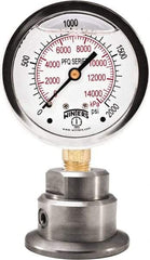 Winters - 2-1/2" Dial, 1/4 Thread, 0-600 Scale Range, Pressure Gauge - Bottom Connection Mount, Accurate to 1.5% of Scale - Caliber Tooling