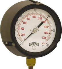 Winters - 4-1/2" Dial, 1/4 Thread, 0-300 Scale Range, Pressure Gauge - Bottom Connection Mount, Accurate to ±0.5% of Scale - Caliber Tooling