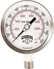 Winters - 4" Dial, 1/4 Thread, 0-2,000 Scale Range, Pressure Gauge - Bottom Connection Mount, Accurate to 0.01% of Scale - Caliber Tooling