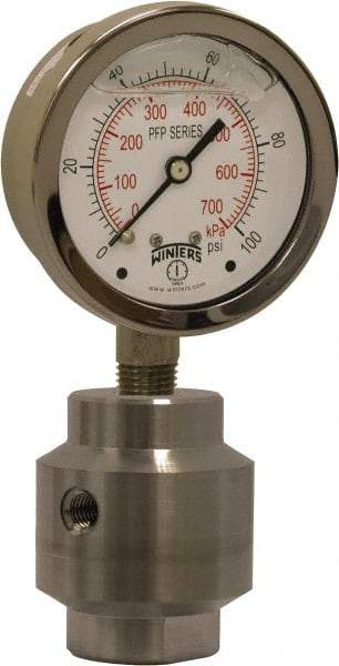 Winters - 4" Dial, 1/2 Thread, 0-600 Scale Range, Pressure Gauge - Bottom Connection Mount, Accurate to 1% Full-Scale of Scale - Caliber Tooling