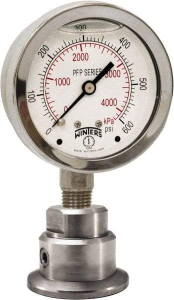 Winters - 2-1/2" Dial, 1/4 Thread, 0-60 Scale Range, Pressure Gauge - Bottom Connection Mount, Accurate to 1.5% of Scale - Caliber Tooling