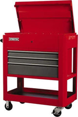 Proto - 23" Wide x 46" High x 30" Deep, 3 Drawer Tool Cart - 3,600 Lb Capacity, Steel, Safety Red/Gray - Caliber Tooling