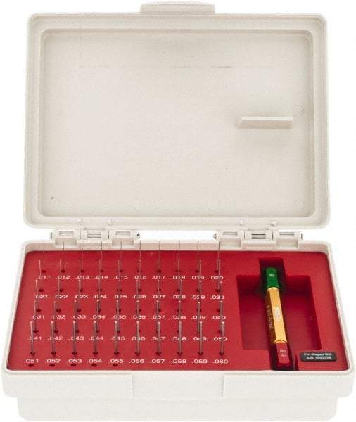 SPI - 50 Piece, 0.011-0.06 Inch Diameter Plug and Pin Gage Set - Plus 0.0002 Inch Tolerance, Class ZZ - Caliber Tooling