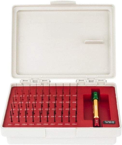 SPI - 50 Piece, 0.011-0.06 Inch Diameter Plug and Pin Gage Set - Minus 0.0002 Inch Tolerance, Class ZZ - Caliber Tooling