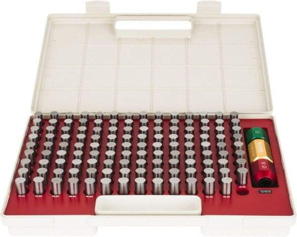 SPI - 125 Piece, 14-16.48mm Diameter Plug and Pin Gage Set - Minus 0.005mm Tolerance, Class ZZ - Caliber Tooling