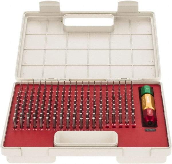 SPI - 185 Piece, 1.3-4.98mm Diameter Plug and Pin Gage Set - Minus 0.005mm Tolerance, Class ZZ - Caliber Tooling