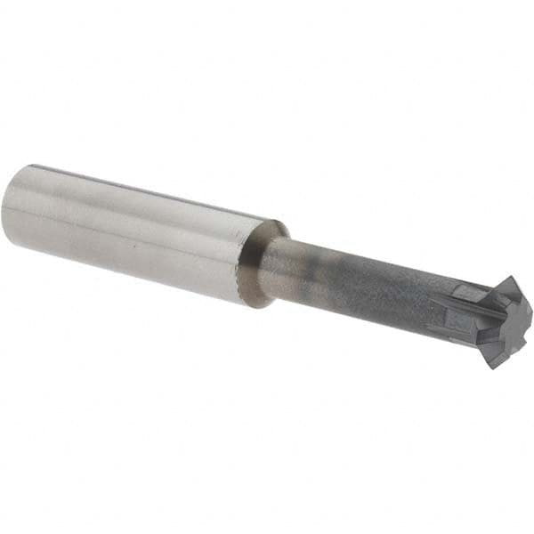 Accupro - 3/8° 3/8" Cut Diam, 1/8" Cut Width, 3/8" Shank, Solid Carbide Double-Angle Cutter - Caliber Tooling