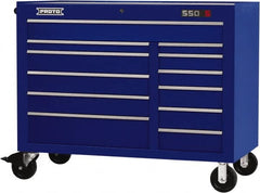 Proto - 23,419 Lb Capacity, 12 Drawer Mobile Workstation - 50" Wide x 25-1/4" Deep x 41" High, Steel, Blue - Caliber Tooling