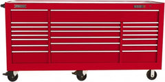 Proto - 48,115 Lb Capacity, 22 Drawer Mobile Power Workstation - 88-1/4" Wide x 27" Deep x 46-3/8" High, Steel, Red - Caliber Tooling