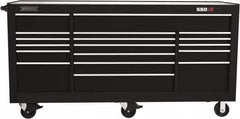 Proto - 48,654 Lb Capacity, 20 Drawer Mobile Workstation - 88-1/4" Wide x 27" Deep x 46-3/8" High, Steel, Black - Caliber Tooling