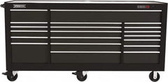 Proto - 48,654 Lb Capacity, 18 Drawer Mobile Workstation - 88-1/4" Wide x 27" Deep x 46-3/8" High, Steel, Dual Black - Caliber Tooling