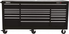 Proto - 48,654 Lb Capacity, 18 Drawer Mobile Workstation - 88-1/4" Wide x 27" Deep x 46-3/8" High, Steel, Black - Caliber Tooling