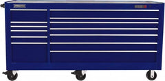 Proto - 48,517 Lb Capacity, 13 Drawer Mobile Workstation - 88-1/4" Wide x 27" Deep x 46-3/8" High, Steel, Blue - Caliber Tooling