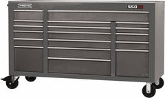 Proto - 30,144 Lb Capacity, 18 Drawer Mobile Power Workstation - 67" Wide x 25-1/4" Deep x 41" High, Steel, Dual Black - Caliber Tooling