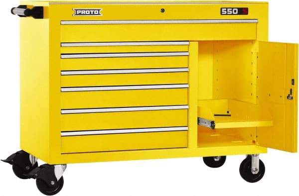 Proto - 20,092 Lb Capacity, 7 Drawer Mobile Workstation - 50" Wide x 25-1/4" Deep x 41" High, Steel - Caliber Tooling