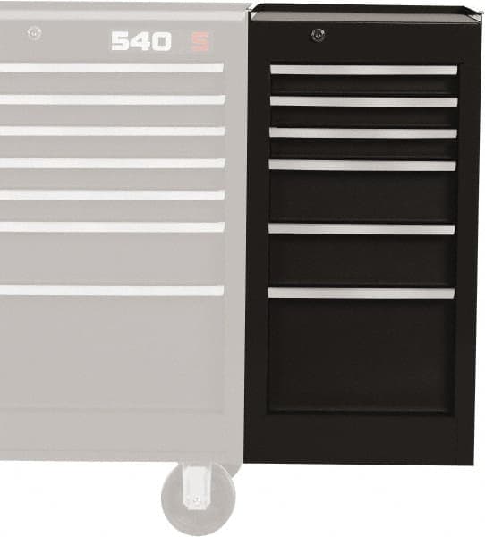 Proto - 6 Drawer Black Side Cabinet - 15" Wide x 29" High x 18" Deep, Use with Vinyl Top, Drawer Liners - Caliber Tooling