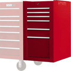 Proto - 6 Drawer Red Side Cabinet - 19" Wide x 34" High x 25" Deep, Use with Proto Roller Cabinet - Caliber Tooling