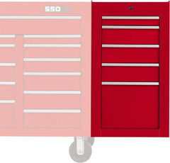 Proto - 5 Drawer Red Side Cabinet - 19" Wide x 34" High x 25" Deep, Use with Proto Roller Cabinet - Caliber Tooling