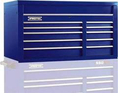 Proto - 10 Drawer Top Tool Chest - 50" Wide x 25-1/4" Deep x 27" High, Steel, Blue - Caliber Tooling