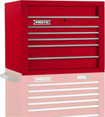 Proto - 5 Drawer Top Tool Chest - 34" Wide x 25-1/4" Deep x 27" High, Steel, Red - Caliber Tooling